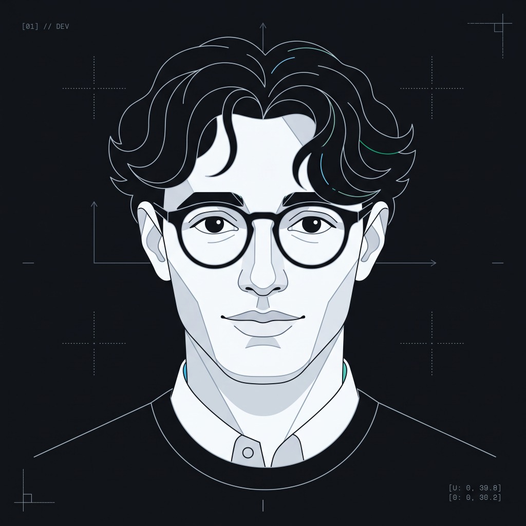 Technical schematic portrait of Gabriele Stefani